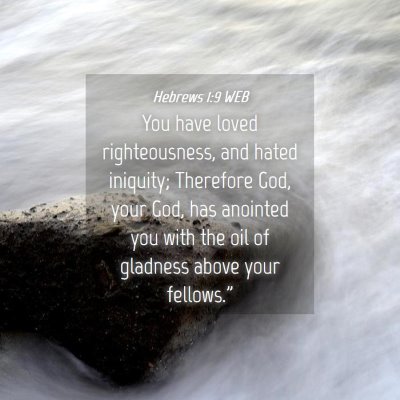 Picture 04 - Hebrews 1:9 WEB - You have loved righteousness, and hated iniquity; - Bible Verse Picture