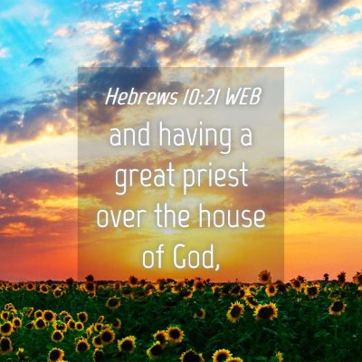 Picture 04 - Hebrews 10:21 WEB - and having a great priest over the house of - Bible Verse Picture