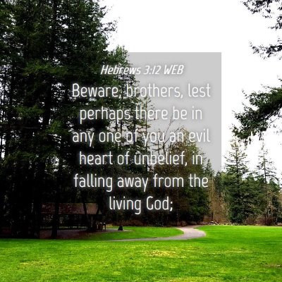 Picture 04 - Hebrews 3:12 WEB - Beware, brothers, lest perhaps there be in any - Bible Verse Picture