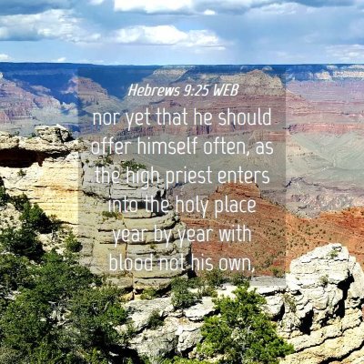 Picture 04 - Hebrews 9:25 WEB - nor yet that he should offer himself often, as - Bible Verse Picture