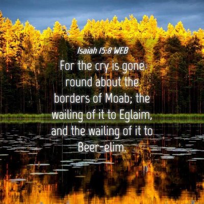Picture 04 - Isaiah 15:8 WEB - For the cry is gone round about the borders of - Bible Verse Picture