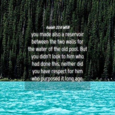 Picture 04 - Isaiah 22:11 WEB - you made also a reservoir between the two walls - Bible Verse Picture