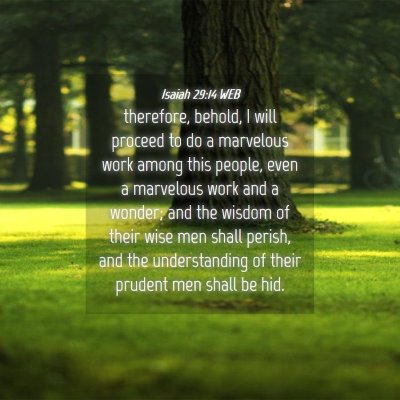 Picture 04 - Isaiah 29:14 WEB - therefore, behold, I will proceed to do a - Bible Verse Picture