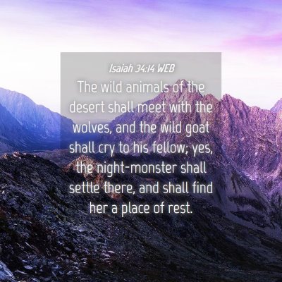 Picture 04 - Isaiah 34:14 WEB - The wild animals of the desert shall meet with - Bible Verse Picture