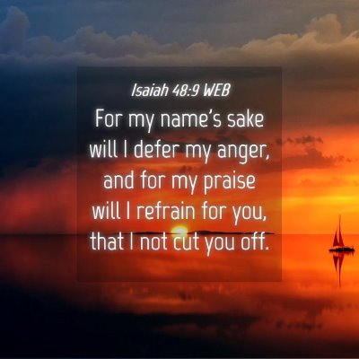 Picture 04 - Isaiah 48:9 WEB - For my name's sake will I defer my anger, and for - Bible Verse Picture
