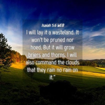 Picture 04 - Isaiah 5:6 WEB - I will lay it a wasteland. It won't be pruned nor - Bible Verse Picture
