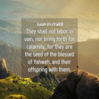 Picture 04 - Isaiah 65:23 WEB - They shall not labor in vain, nor bring forth for - Bible Verse Picture
