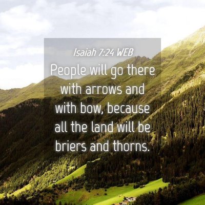 Picture 04 - Isaiah 7:24 WEB - People will go there with arrows and with bow, - Bible Verse Picture