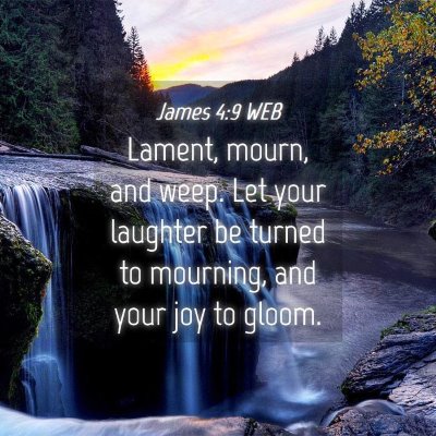 Picture 04 - James 4:9 WEB - Lament, mourn, and weep. Let your laughter be - Bible Verse Picture