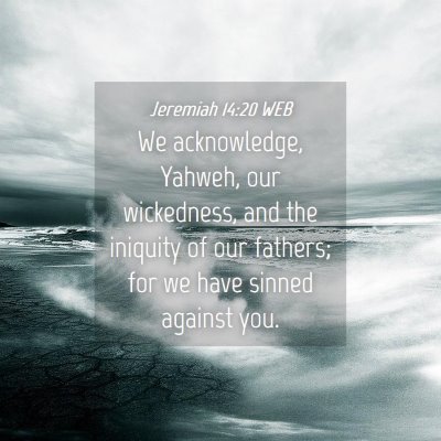 Picture 04 - Jeremiah 14:20 WEB - We acknowledge, Yahweh, our wickedness, and the - Bible Verse Picture