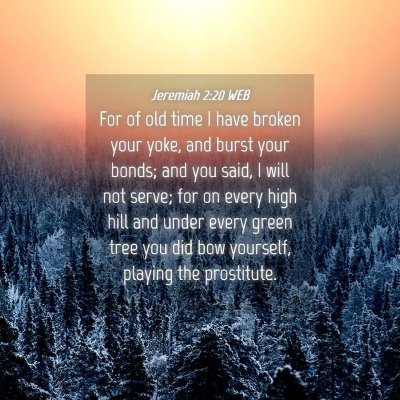 Picture 04 - Jeremiah 2:20 WEB - For of old time I have broken your yoke, and - Bible Verse Picture