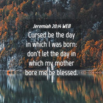 Picture 04 - Jeremiah 20:14 WEB - Cursed be the day in which I was born: don't let - Bible Verse Picture