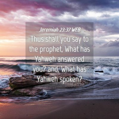 Picture 04 - Jeremiah 23:37 WEB - Thus shall you say to the prophet, What has - Bible Verse Picture