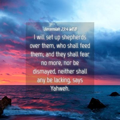 Picture 04 - Jeremiah 23:4 WEB - I will set up shepherds over them, who shall feed - Bible Verse Picture