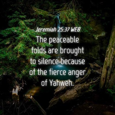 Picture 04 - Jeremiah 25:37 WEB - The peaceable folds are brought to silence - Bible Verse Picture