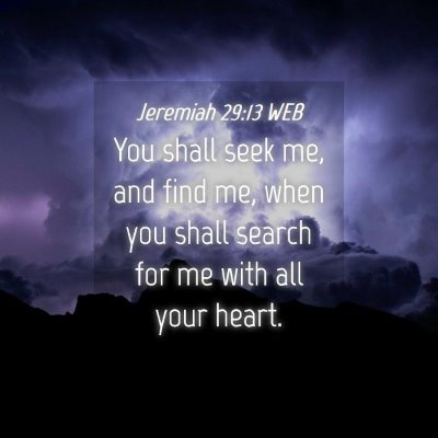 Picture 04 - Jeremiah 29:13 WEB - You shall seek me, and find me, when you shall - Bible Verse Picture