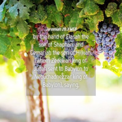 Picture 04 - Jeremiah 29:3 WEB - by the hand of Elasah the son of Shaphan, and - Bible Verse Picture