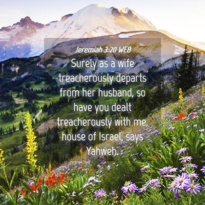 Picture 04 - Jeremiah 3:20 WEB - Surely as a wife treacherously departs from her - Bible Verse Picture