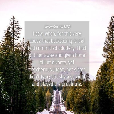 Picture 04 - Jeremiah 3:8 WEB - I saw, when, for this very cause that backsliding - Bible Verse Picture