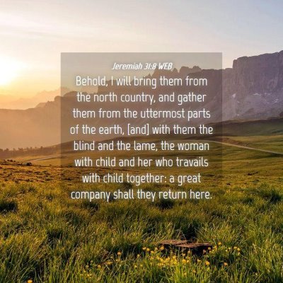 Picture 04 - Jeremiah 31:8 WEB - Behold, I will bring them from the north country, - Bible Verse Picture