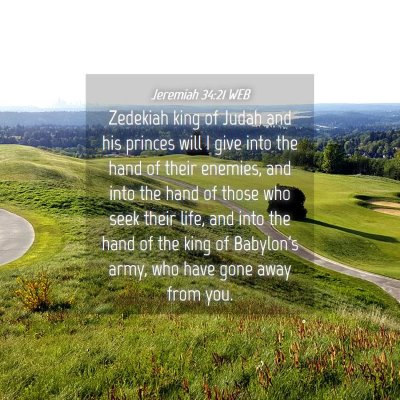 Picture 04 - Jeremiah 34:21 WEB - Zedekiah king of Judah and his princes will I - Bible Verse Picture