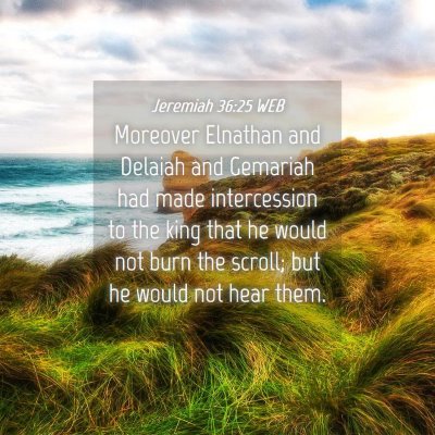 Picture 04 - Jeremiah 36:25 WEB - Moreover Elnathan and Delaiah and Gemariah had - Bible Verse Picture