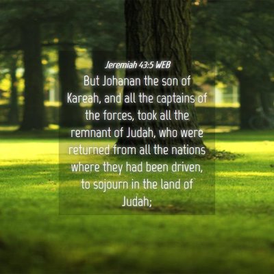 Picture 04 - Jeremiah 43:5 WEB - But Johanan the son of Kareah, and all the - Bible Verse Picture