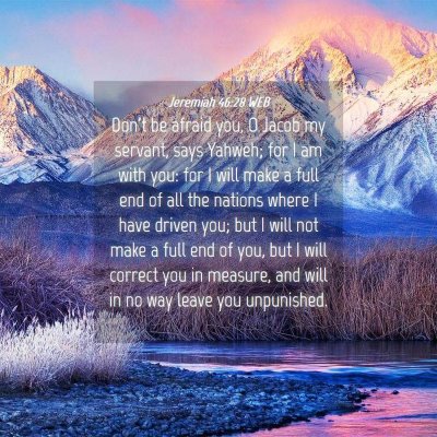 Picture 04 - Jeremiah 46:28 WEB - Don't be afraid you, O Jacob my servant, says - Bible Verse Picture