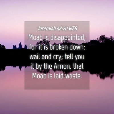 Picture 04 - Jeremiah 48:20 WEB - Moab is disappointed; for it is broken down: wail - Bible Verse Picture