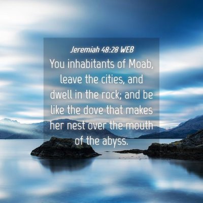Picture 04 - Jeremiah 48:28 WEB - You inhabitants of Moab, leave the cities, and - Bible Verse Picture
