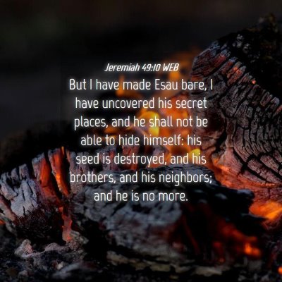 Picture 04 - Jeremiah 49:10 WEB - But I have made Esau bare, I have uncovered his - Bible Verse Picture