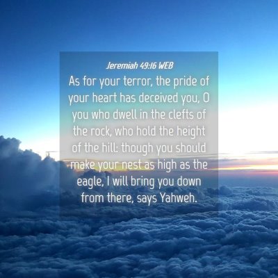 Picture 04 - Jeremiah 49:16 WEB - As for your terror, the pride of your heart has - Bible Verse Picture