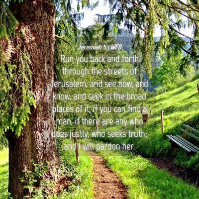 Picture 04 - Jeremiah 5:1 WEB - Run you back and forth through the streets of - Bible Verse Picture