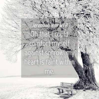 Picture 04 - Jeremiah 8:18 WEB - Oh that I could comfort myself against sorrow! my - Bible Verse Picture