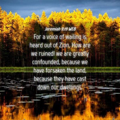 Picture 04 - Jeremiah 9:19 WEB - For a voice of wailing is heard out of Zion, How - Bible Verse Picture