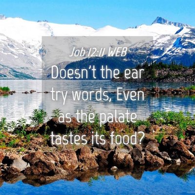 Picture 04 - Job 12:11 WEB - Doesn't the ear try words, Even as the palate - Bible Verse Picture