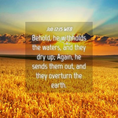 Picture 04 - Job 12:15 WEB - Behold, he withholds the waters, and they dry up; - Bible Verse Picture