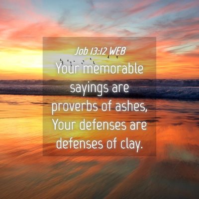 Picture 04 - Job 13:12 WEB - Your memorable sayings are proverbs of ashes, - Bible Verse Picture
