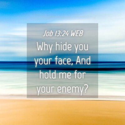 Picture 04 - Job 13:24 WEB - Why hide you your face, And hold me for your - Bible Verse Picture