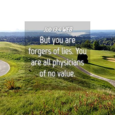 Picture 04 - Job 13:4 WEB - But you are forgers of lies. You are all - Bible Verse Picture