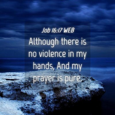 Picture 04 - Job 16:17 WEB - Although there is no violence in my hands, And my - Bible Verse Picture