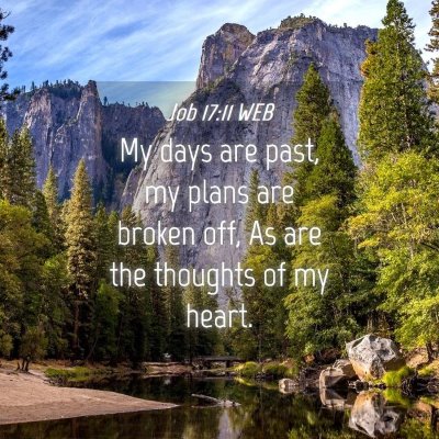Picture 04 - Job 17:11 WEB - My days are past, my plans are broken off, As are - Bible Verse Picture