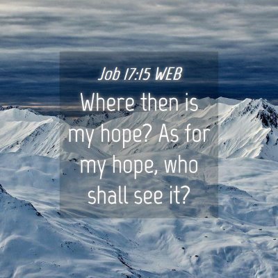 Picture 04 - Job 17:15 WEB - Where then is my hope? As for my hope, who shall - Bible Verse Picture