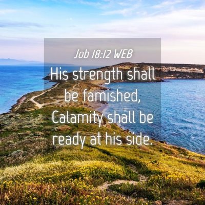 Picture 04 - Job 18:12 WEB - His strength shall be famished, Calamity shall be - Bible Verse Picture