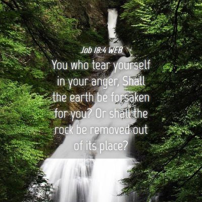 Picture 04 - Job 18:4 WEB - You who tear yourself in your anger, Shall the - Bible Verse Picture