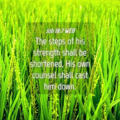 Picture 04 - Job 18:7 WEB - The steps of his strength shall be shortened, His - Bible Verse Picture