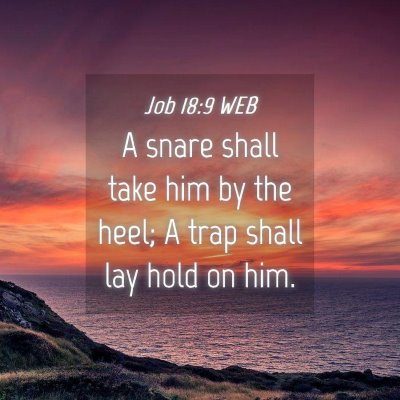 Picture 04 - Job 18:9 WEB - A snare shall take him by the heel; A trap shall - Bible Verse Picture