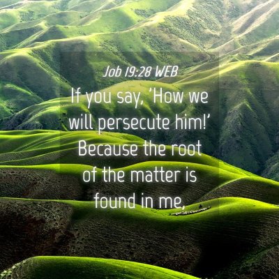 Picture 04 - Job 19:28 WEB - If you say, 'How we will persecute him!' Because - Bible Verse Picture