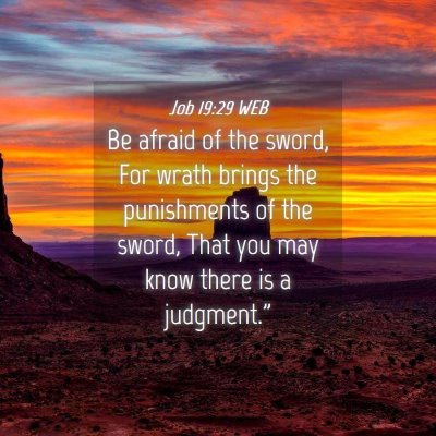 Picture 04 - Job 19:29 WEB - Be afraid of the sword, For wrath brings the - Bible Verse Picture