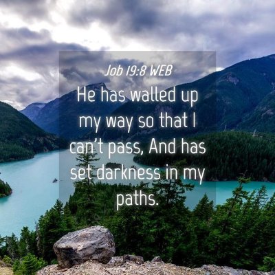Picture 04 - Job 19:8 WEB - He has walled up my way so that I can't pass, And - Bible Verse Picture